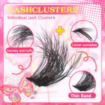 European and American cross-border false eyelashes lower lashes +80D fluffy style segment cluster DIY lashes