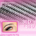 European and American cross-border false eyelash book set, large capacity, colorful segmented full set of single cluster flower lashes, curled and lifted eyelashes