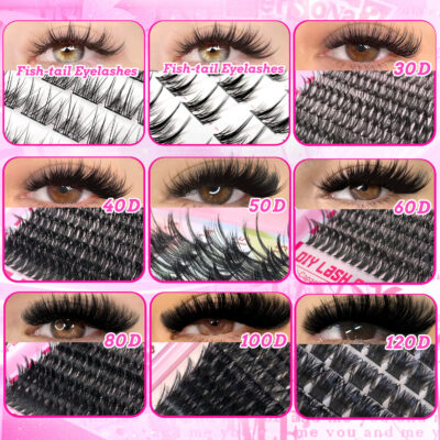 Hot Melt Cluster Eyelash Set for Cross-Border Trade, Large Capacity Eyelash Book, Dense Black Stem, Soft and Curly, European and American Style