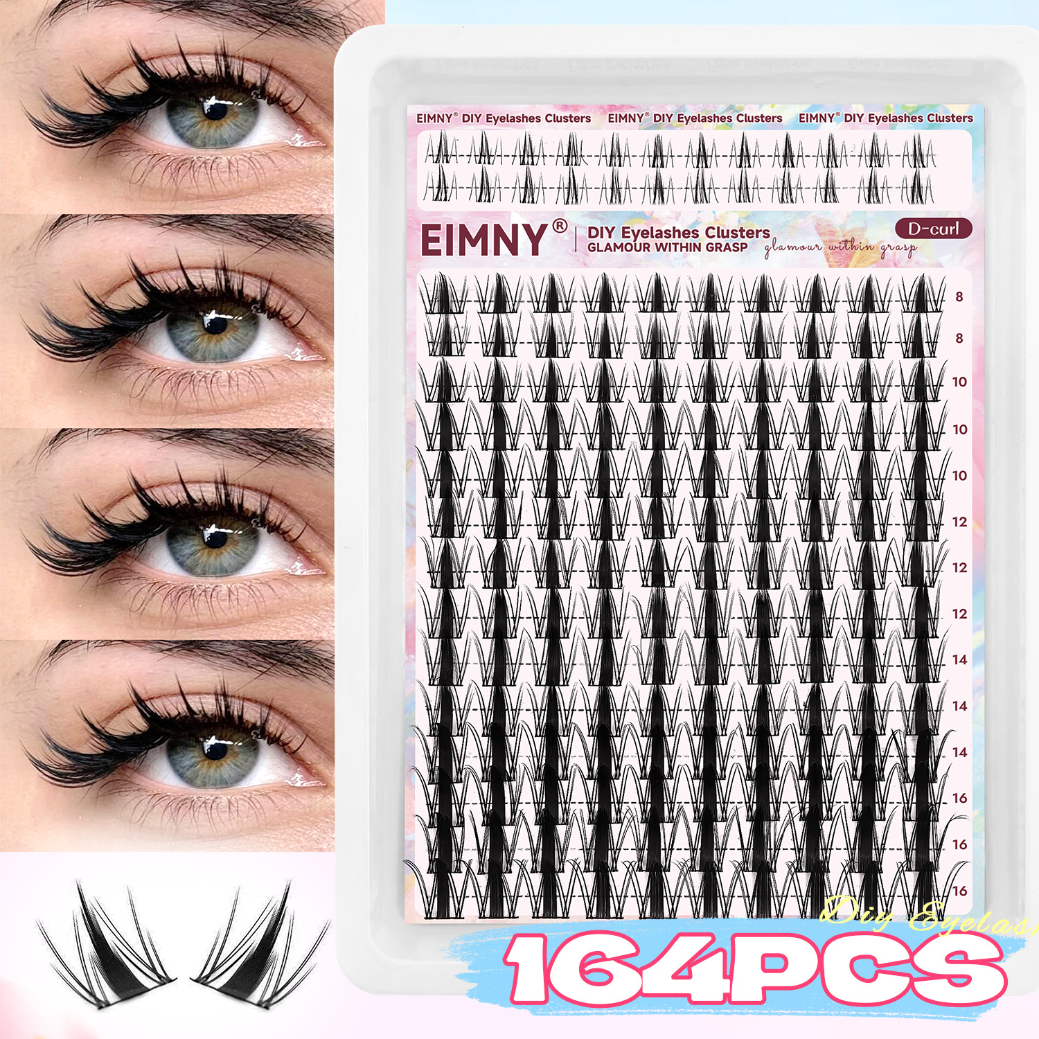[Amazon Hot Sale] New Style Little Wild Rabbit + Cat Whisker Lower Lashes Comic Lashes for Beginners 164 Clusters
