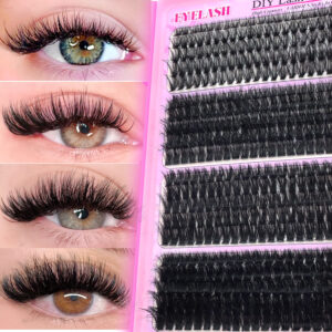 Cross-border stock eyelash book, European and American false eyelashes for export, 40D/60D/80D/100D mixed, D curl, 20 rows, 400 clusters
