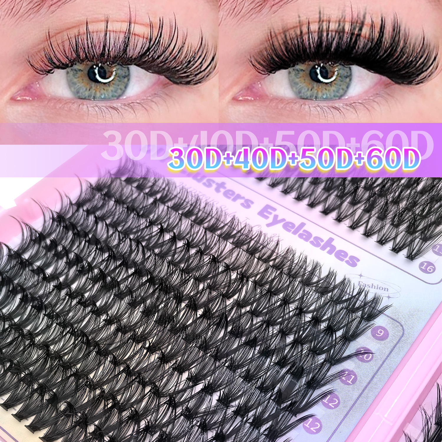 [800 Clusters Large Capacity] Eyelashes Cross-border European and American Style Lash Book 30D 40D 50D 60D Thick False Eyelashes
