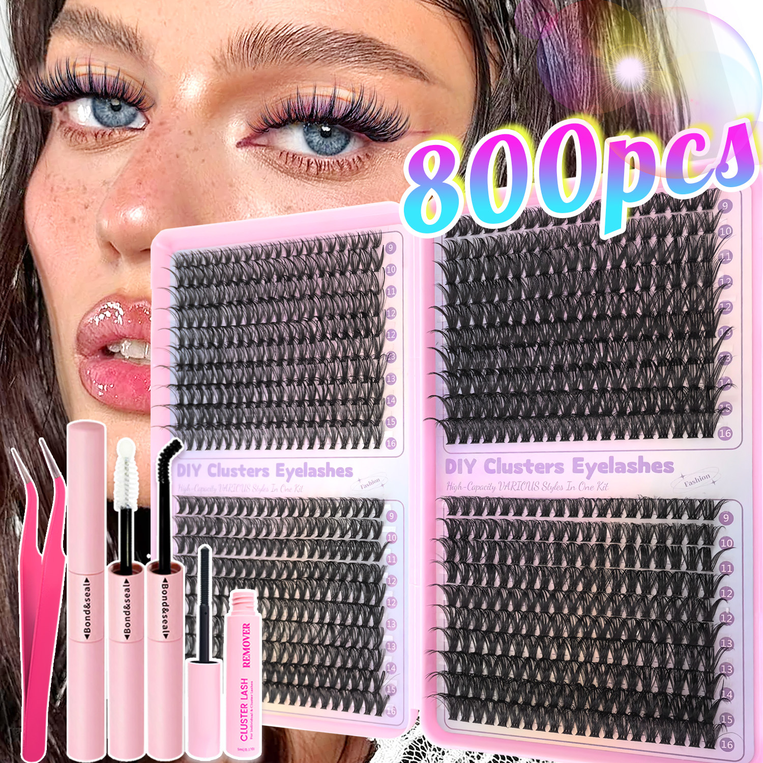 [800 Clusters Large Capacity] Eyelashes Cross-border European and American Style Lash Book 30D 40D 50D 60D Thick False Eyelashes