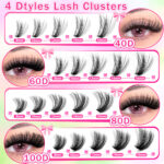 European and American cross-border new single cluster segmented 3 styles false eyelashes glue tweezers set D curl natural thick eyelashes