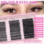 Cross-border hot-selling large-capacity Asian false eyelashes European and American style DIY segmented grafting D-curve thick single cluster eyelashes
