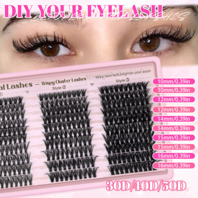 Cross-border hot-selling large-capacity Asian false eyelashes European and American style DIY segmented grafting D-curve thick single cluster eyelashes