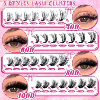 European and American false eyelashes cross-border hot selling 406080100D segmental eyelashes voluminous 780PCS reusable