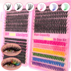 European and American cross-border false eyelash book set, large capacity, colorful segmented full set of single cluster flower lashes, curled and lifted eyelashes
