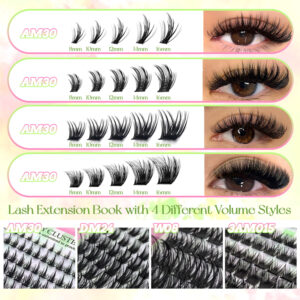 Cross-border eyelash book DIY single cluster thick natural false eyelashes hot melt D curl 640 clusters large capacity mixed eyelashes