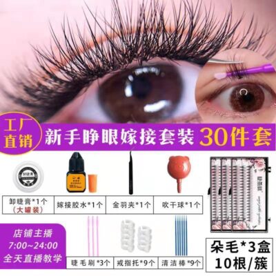 Eyelash Extension Kit Natural Mink Volume Lashes Planting False Lashes Tools Beginner Natural Style Set