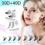 Cross-border best-selling single-cluster false eyelashes, Europe, America, and Middle East export cosmetics, exclusive glue and tweezers wholesale, 30P 40P