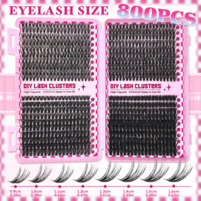 European and American style cross-border false eyelash book hot melt DIY segmented mixed large capacity natural thick export eyelash set