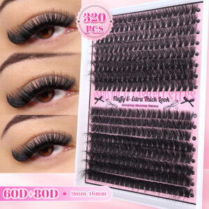 Cross-border trade DIY segmented European and American hot melt cluster lashes 60D+80D fluffy voluminous single box false eyelash set