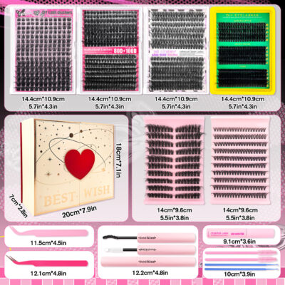 Amazon cross-border European and American style false eyelash gift box, thick single-cluster segmented eyelash set, eyelash book