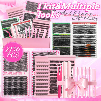 Hot Melt Cluster Eyelash Set for Cross-Border Trade, Large Capacity Eyelash Book, Dense Black Stem, Soft and Curly, European and American Style