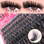 European and American cross-border false eyelashes lower lashes +80D fluffy style segment cluster DIY lashes