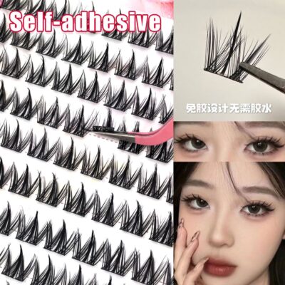 100 clusters large capacity glue-free small milk dog series false eyelashes lazy thick natural beginner eyelashes comic segment