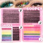 European and American cross-border false eyelash book set, large capacity, colorful segmented full set of single cluster flower lashes, curled and lifted eyelashes