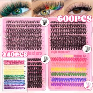 European and American cross-border false eyelash book set, large capacity, colorful segmented full set of single cluster flower lashes, curled and lifted eyelashes