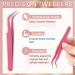 Export eyelash book 30D40D50D cross-border DIY Lashes 32 rows 640 Pcs soft eyelashes custom curl - Premium Gold Feather Tweezers