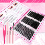 Segmented False Eyelash Kit Cluster 40D60D80D Fluffy Thick Curly Eyelash Extension Kit - 406080 Frizzy Hair + Glue + Tweezers