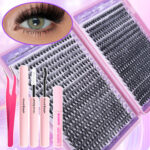 Amazon 304080100D false eyelashes European and American style single cluster 32 rows 640 clusters eyelash book set wholesale - 3040D+Glue+Tweezers+Remover