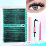 Cross-border best-selling single-cluster false eyelashes, Europe, America, and Middle East export cosmetics, exclusive glue and tweezers wholesale, 30P 40P - 30D+40D【320Pcs】+Glue+Tweezers