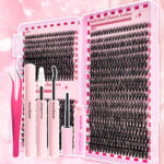 Amazon 30D40D50D35 Row False Eyelashes Foreign Trade Cluster Lashes Book European and American Cross-border Eyelashes Wholesale - Pink Book 304050D+Glue+Tweezers+Remover