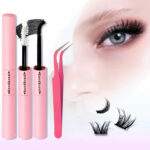 [2IN1 Double-Ended Glue] Cross-border European and American False Eyelash Extension Waterproof Remover Thick Curly Makeup Tweezers - 2IN1 Dual-Head Glue + Gold Feather Tweezers