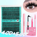 Cross-border best-selling single-cluster false eyelashes, Europe, America, and Middle East export cosmetics, exclusive glue and tweezers wholesale, 30P 40P - 40D+50D【320Pcs】+Glue+Tweezers+Lash Brush+Instruction Manual