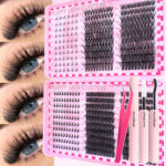 [New] Cross-border Hot-selling European and American False Eyelashes Large Capacity 80D100D Thick Eyelashes Book Asian Eyelashes - Six-in-one + glue + tweezers
