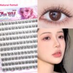 Glue-free Korean and Japanese false eyelashes, stemless self-adhesive, natural-looking, beginner-friendly, large-capacity segment 8mm eyelashes wholesale - [Glue Version] Transparent band 60 clusters + 11mm
