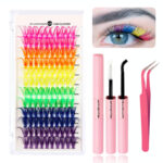 European and American cross-border false eyelash book set, large capacity, colorful segmented full set of single cluster flower lashes, curled and lifted eyelashes - [Set] A05 Colorful Lashes