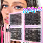 [800 Clusters Large Capacity] Eyelashes Cross-border European and American Style Lash Book 30D 40D 50D 60D Thick False Eyelashes - 30405060D-40 row + glue + tweezers