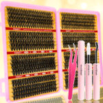European American Fluffy 30D 40D 50D 60D D Curl Cluster Lashes - 3456D+glue+tweezers
