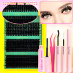 [TEMU Hot Sale] Wholesale 15-row 60D/80D/100D Cluster Eyelashes for Cross-border Europe and America - 6080100D15 rows + glue + tweezers + remover