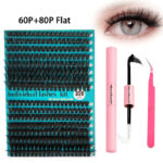 Cross-border large volume thick false eyelashes, fluffy segmented lashes for欧美 style, fluffy and voluminous, export supply eyelashes - Kit-60P+80P(normal)
