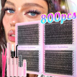 [800 Clusters Large Capacity] Eyelashes Cross-border European and American Style Lash Book 30D 40D 50D 60D Thick False Eyelashes - 30405060D-40 rows + glue + tweezers + remover