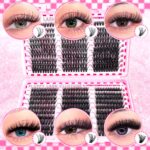Eyelash Book/Cross-border Large Capacity Single Cluster False Eyelashes 9-16mm Natural Thick Style Eyelash Set - Pink eyelash book 3456810-60 rows