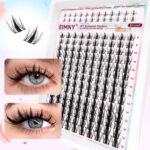 [Amazon Hot Sale] New Little Wild Rabbit Lashes 14-Row Comic Lashes 140 Clusters for Beginners - small wild rabbit + cat whisker lower lashes
