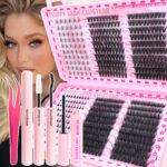 D-Curve Large Capacity Cluster Lash Book 9-16mm - Lower lashes 80100D+Double-ended glue+Tweezers+Remover