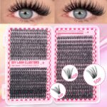Eyelash Book/Cross-border Large Capacity Single Cluster False Eyelashes 9-16mm Natural Thick Style Eyelash Set - Pink lash book 345-35 rows