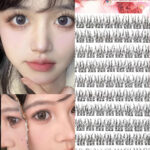 Glue-free Korean and Japanese false eyelashes, stemless self-adhesive, natural-looking, beginner-friendly, large-capacity segment 8mm eyelashes wholesale - [No stem, glue-free] 10 rows 120 clusters natural fishtail lashes