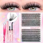 Cross-border trade false eyelash kit, European and American segmented false eyelash kit, self-lashing eyelash wholesale - 30D40D-280 Pcs+double-head glue+gold feather tweezers+brush