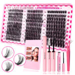 Custom cross-border European and American single-cluster thick false eyelashes self-lamination curling foreign trade eye makeup supplies DIY eyelashes - Fluffy lash extensions (4 items)