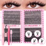 European and American style cross-border false eyelash book hot melt DIY segmented mixed large capacity natural thick export eyelash set - 3468P40 row + double-ended glue + tweezers