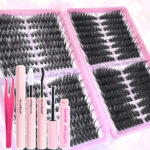European and American cross-border trade single cluster 10-18mm segmented DIY false eyelashes D curl natural dense versatile eyelash wholesale - 46810D+glue+tweezers+remover