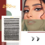 European and American cross-border false eyelash book large capacity Amazon hot-selling single cluster segmented Middle East glue eyelash set - 40D14 rows (280 clusters)