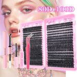 European and American cross-border eyelash book large capacity segmented DIY hot melt D curl 80D/100D export thick false eyelashes - Eyelash Book Powder Card 80100D-36 Row Set 2