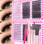 [New] Cross-border Hot-selling European and American False Eyelashes Large Capacity 80D100D Thick Eyelashes Book Asian Eyelashes - Six-in-one + Glue + Tweezers + Remover